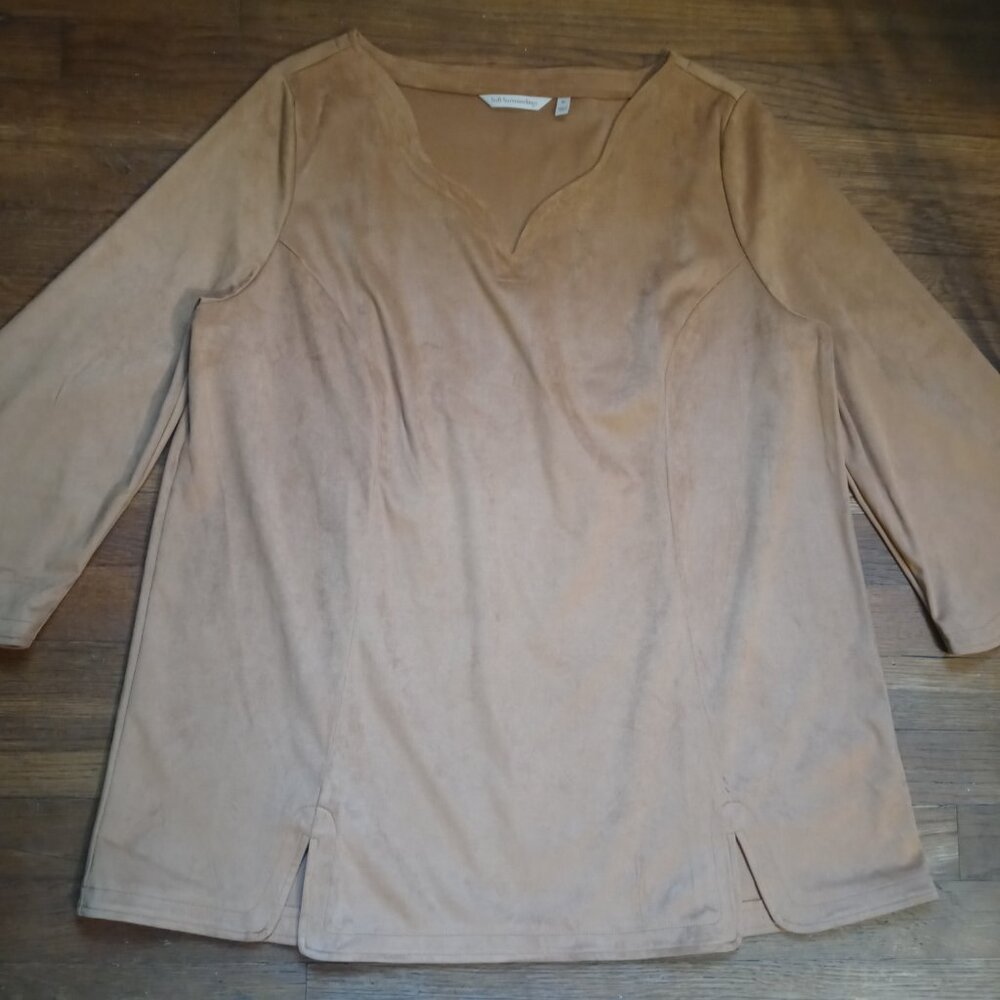 SOFT SURROUNDINGS wishing bell faux suede tunic top (XL)